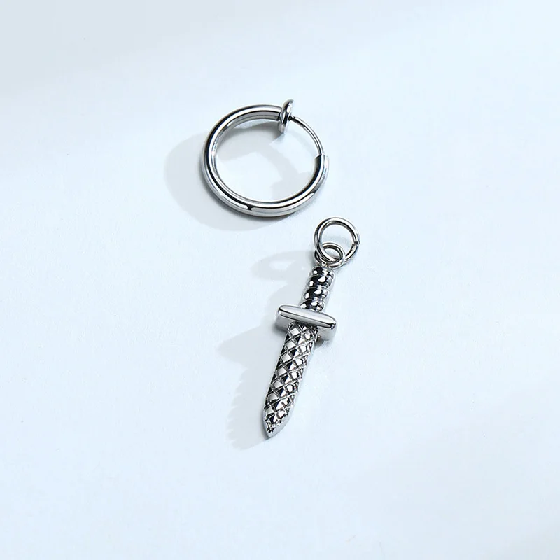 Серьги Vnox в стиле рок-панк мужские антиаллергенные металлические клипсы из