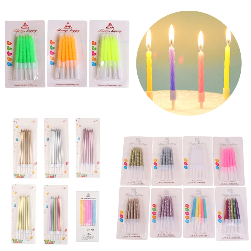 

6pcs/10pcs Long Pencil Cake Candle Safe Flames Kids Birthday Party Wedding Cake Candle Favor Supplies Cake Decorations
