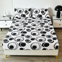 classic black white round circle fitted sheets mattress bed cover with elastic microfiber 9020030 18020030