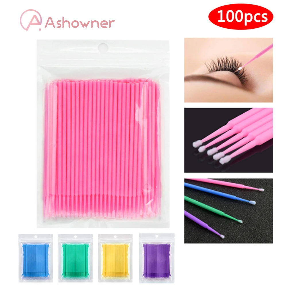 

100pcs Disposable Cotton Swab Eyelash Extension tool Make Up Mascara Applicator eye Lash Glue Cleaning Brushes Applicator Sticks