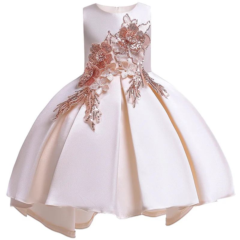 New girls tail dress twill forging sequins embroidered princess wedding banquet tuxedo suitable for 3-8 years old | Детская одежда и