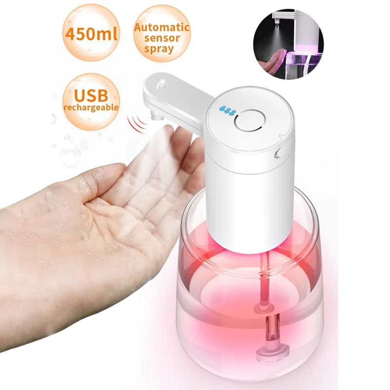 

Touchless 450Ml USB Disinfection Dispenser Automatic Spray Dispenser With Induction Sensor Standing IPX7 Waterproof