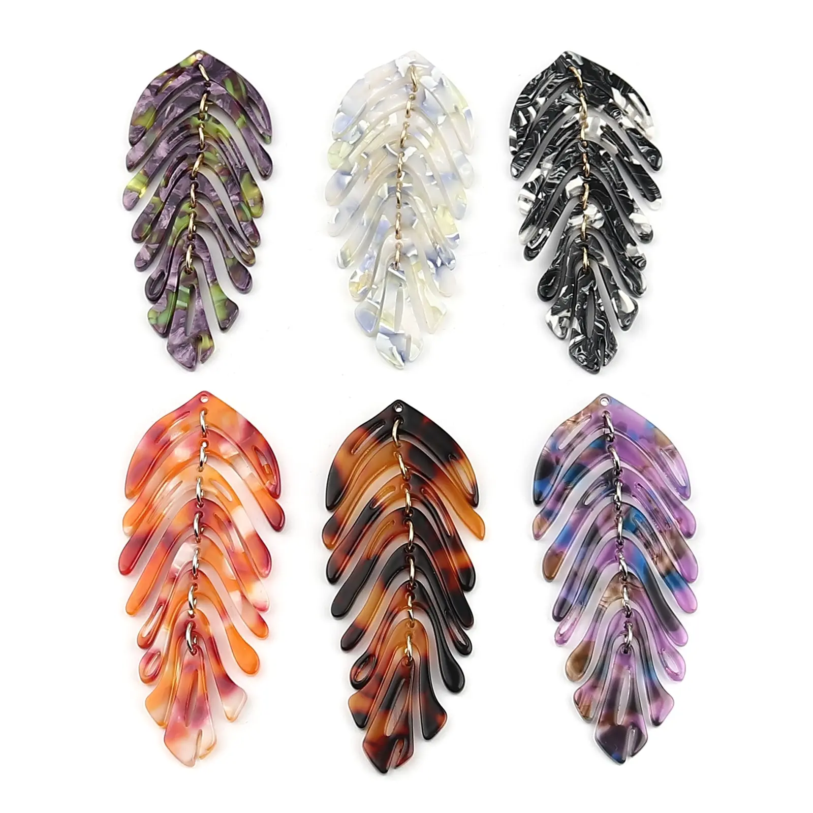

2 PCs Purple Leaf Shape Charms For Women Girl Fashion Jewelry DIY Jewelry Necklace Bracelet Earrings Making Charms 70mm x 30mm