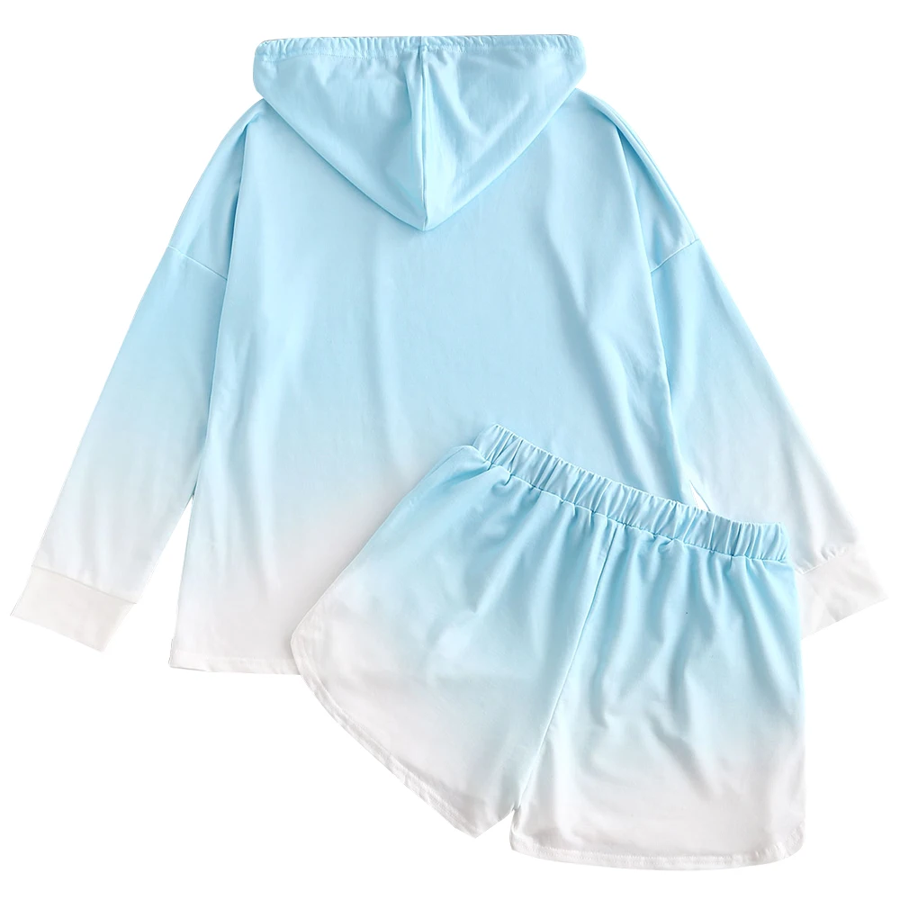 저렴한 ZAFUL 캐주얼 Tracksuit 여성 2 조각 세트 Drawstring 느슨한 까마귀 스웨터와 짧은 바지 가을 Sportwear 양복