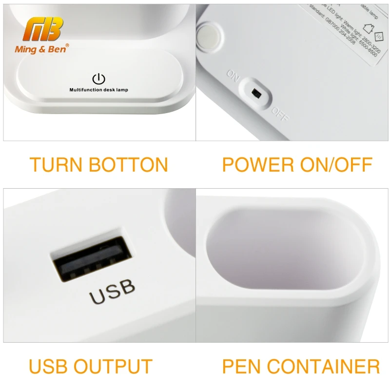 USB перезаряжаемая Светодиодная настольная лампа с сенсорным затемнением для
