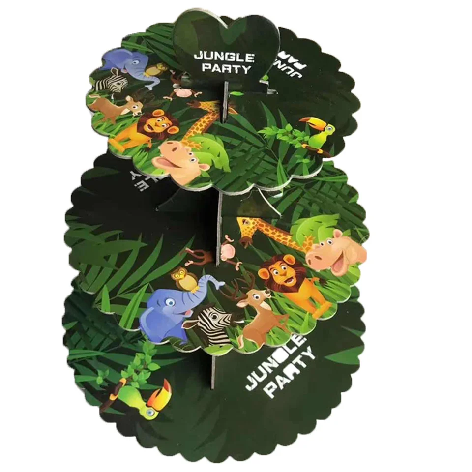 1Набор бумажной посуды с животными: стаканы, салфетки, обвязка для торта для декора вечеринки "Джунгли Сафари" для мальчиков на День Рождения детей.