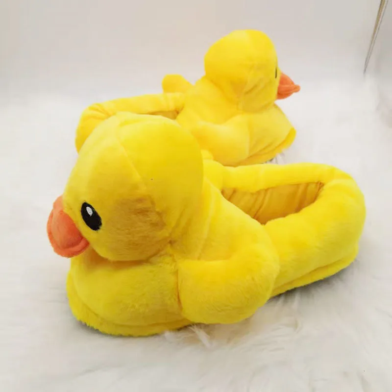 Cute Cartoon Duck Women Fluffy Slippers Ladies Warm Plush Slippers Indoor Home Sandals Shoes Boys And Girls Furry Cotton Slides