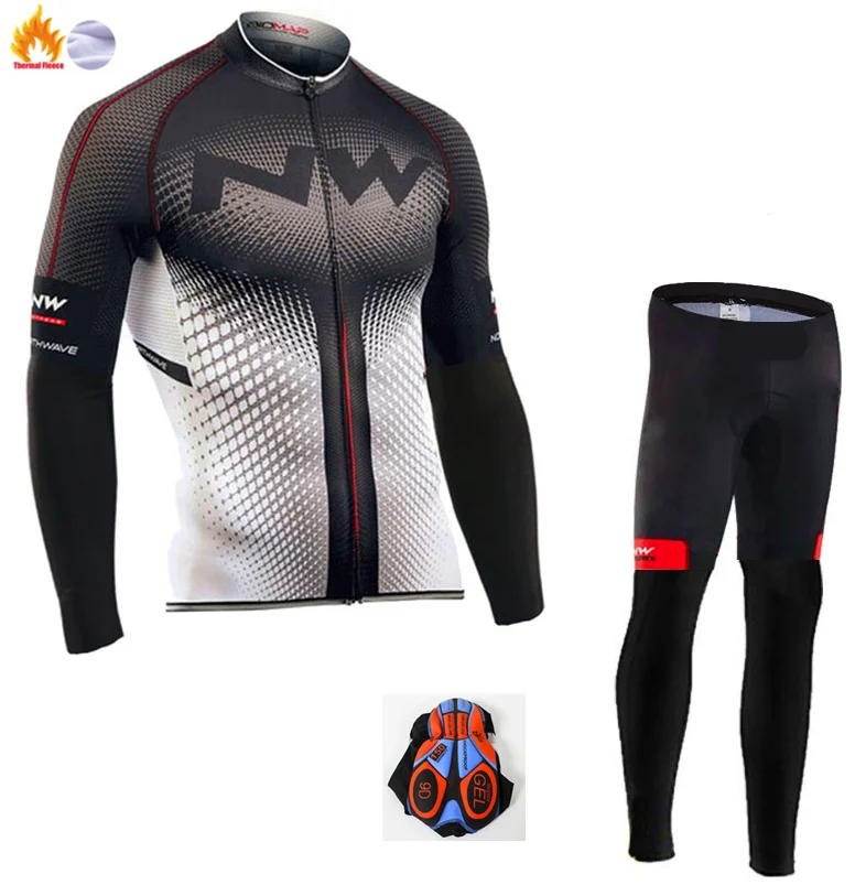 Winter Cycling suit Northwave Велоспорт Джерси Pro командный велосипед Зимний термальный флис с длинным рукавом набор Ropa Ciclismo велосипед триатлон, Велоспорт Набор - Цвет: Winter Cycling suit