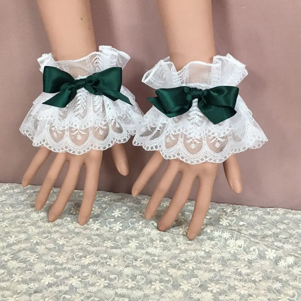 

Hot Sale Lace Maid Cosplay Bracelet Bowknot Sweet Lolita Hand Sleeve Wrist Cuffs Ruffled Gifts