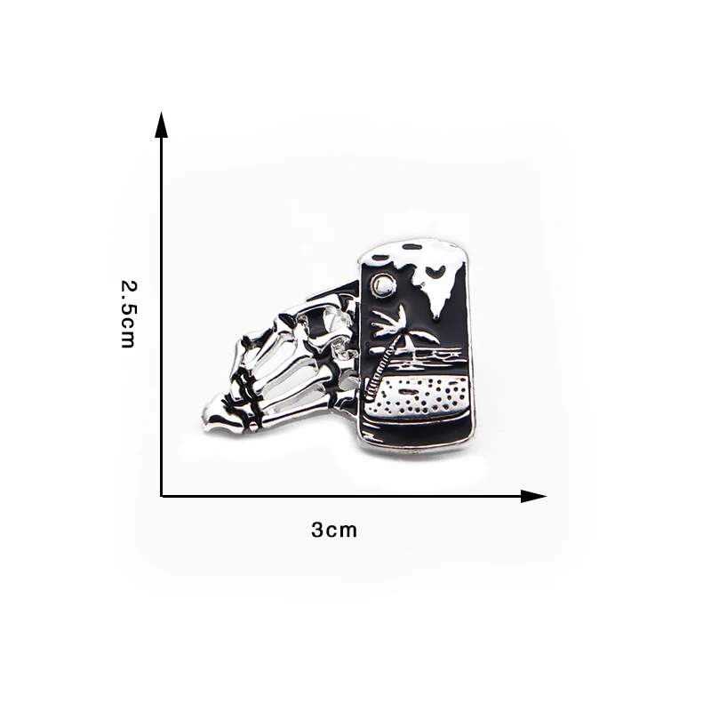 30 шт./лот металлические броши в виде рок для мужчин пивной панк череп пальмовые