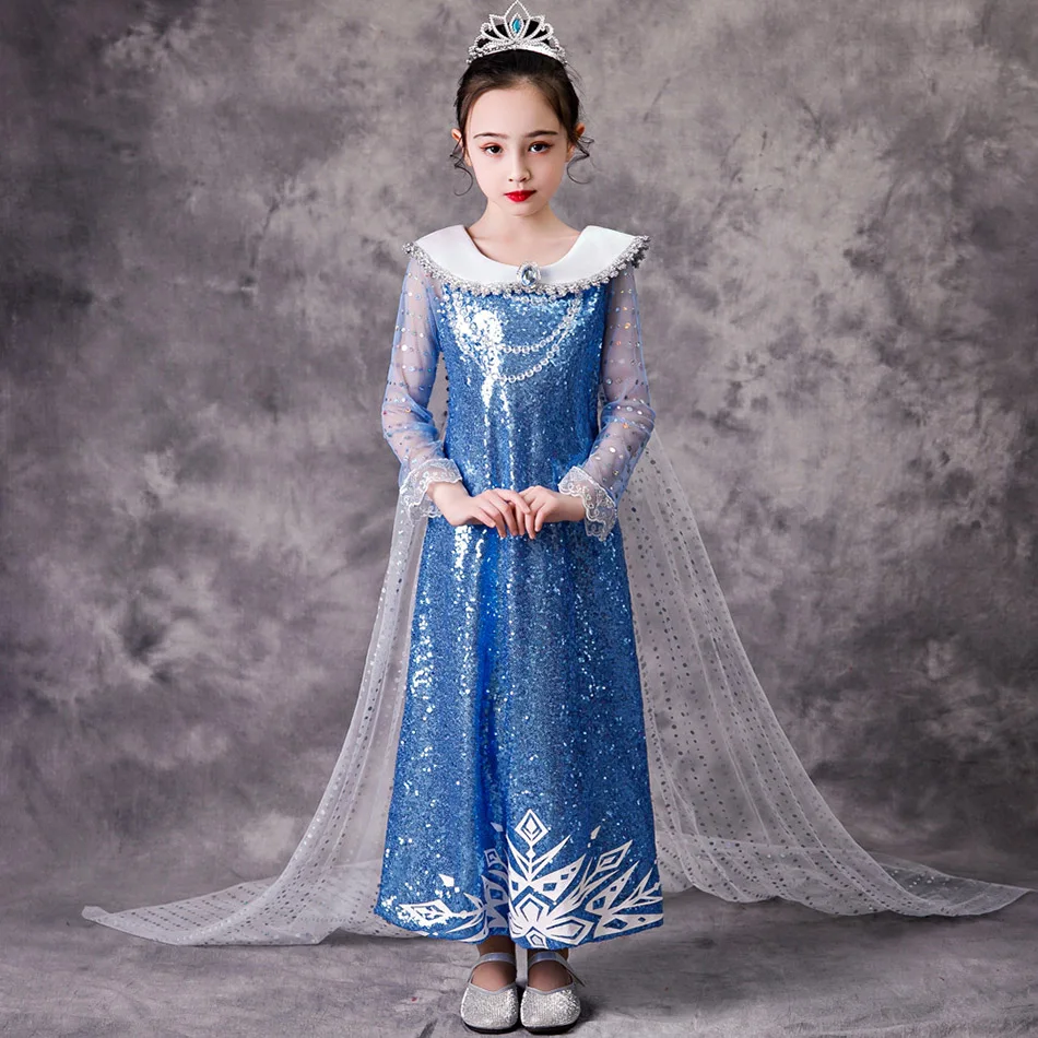 2020 New Ana Elza Dress Snow Queen Cosplay Costume Kids Dresses For Girls Party Princess Fancy Children Clothes | Детская одежда и