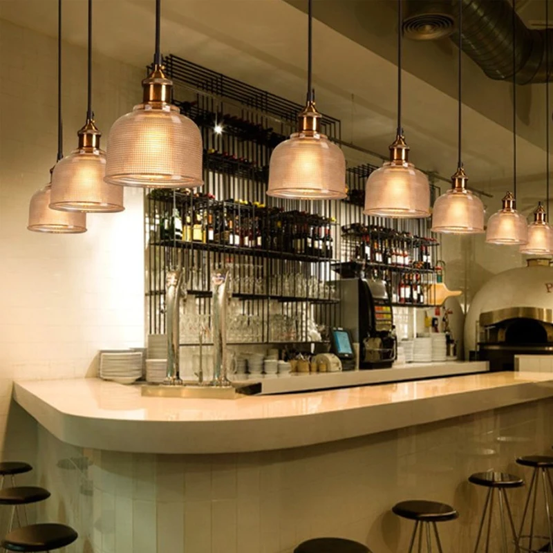 Lámpara colgante de cristal Estilo nórdico para restaurante, lámpara colgante moderna de latón, creativa, minimalista, transparente, E27