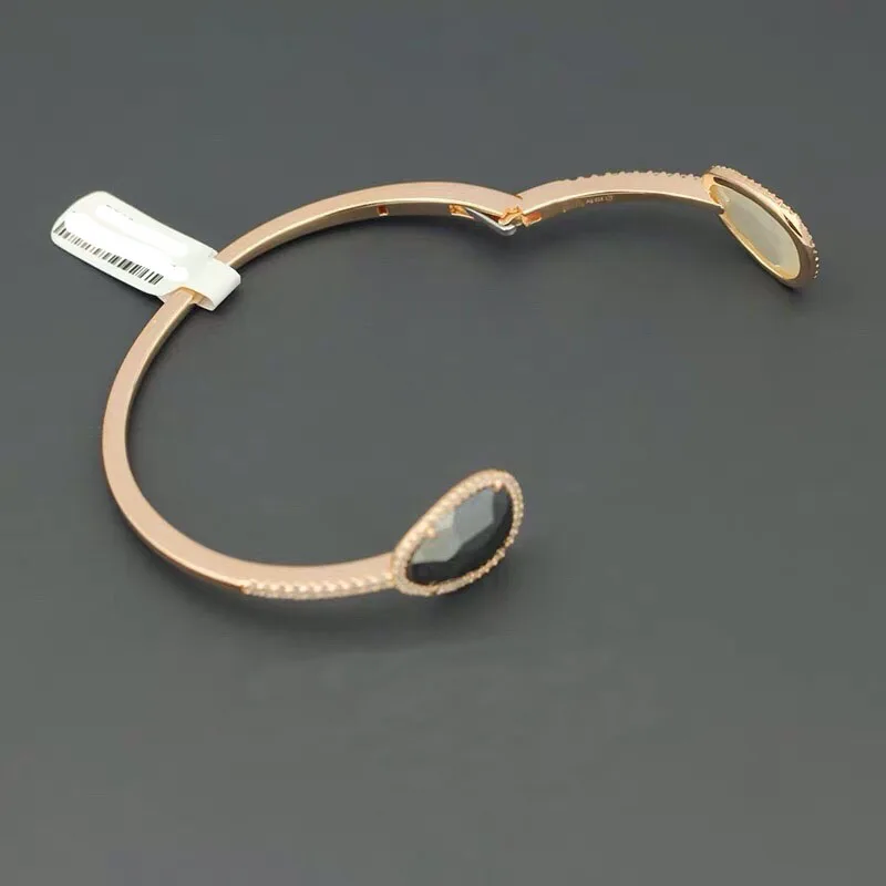 UMGODLY роскошный бренд черный белый камень браслет фианит открытый манжета для