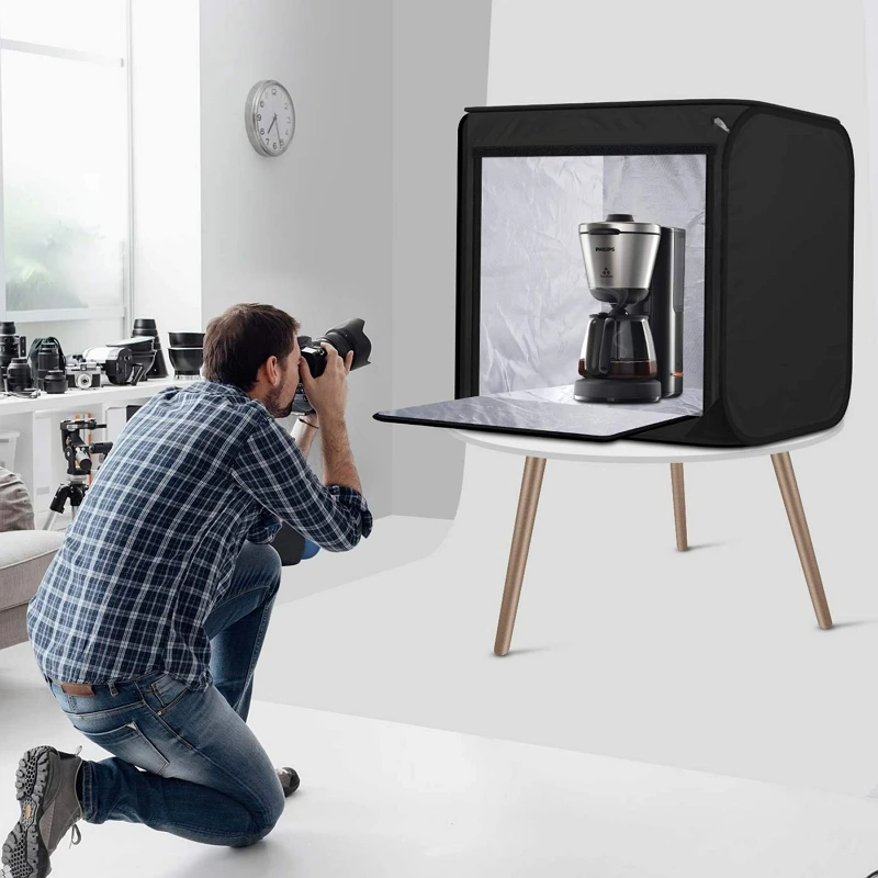 

60*60cm 24inch Photo Studio Light Box Tent Softbox Dimmable LED Cube Tabletop Light Shooting Tent With 4 Color Cotton Backdrops