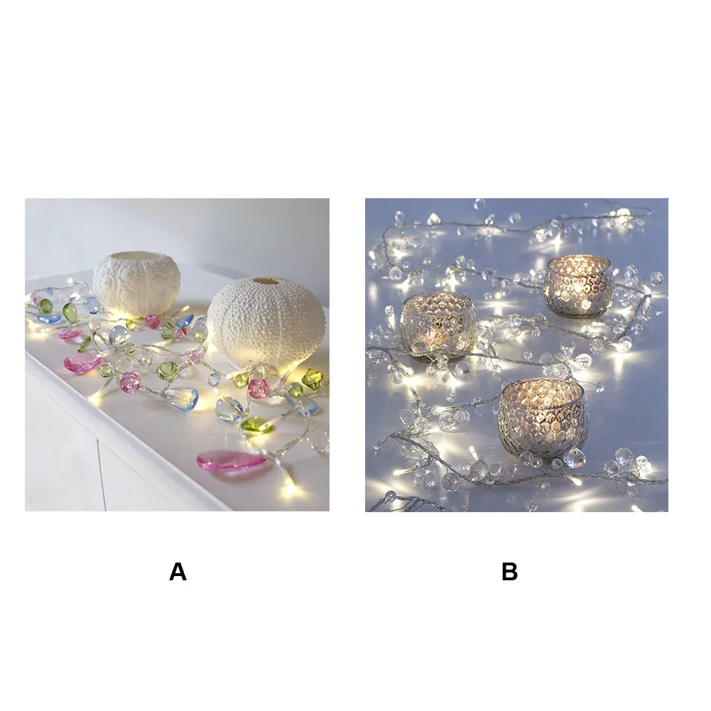 

1.5m Crystal Beads Party Wall Hanging Light String Warm White Home Decor 10 LEDs