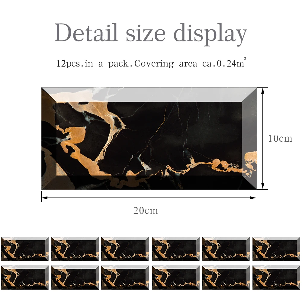 

KIT003 12pcs*10cm*20cm tile sticker refurbished wall tiles pattern tile, crystal series, tile stickers, light luxury stickers