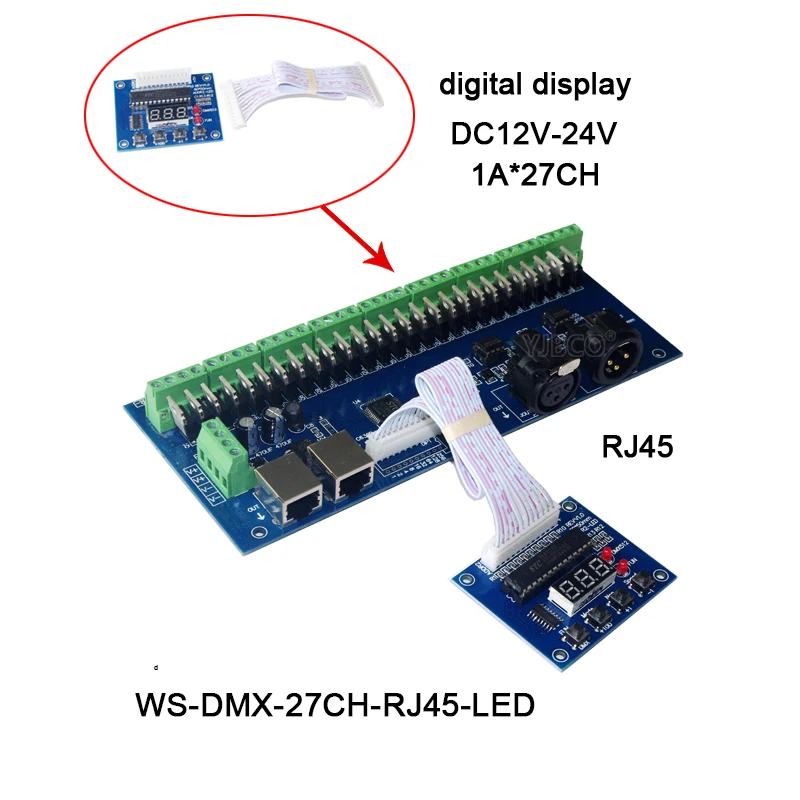 27 каналов DMX512 декодер серии с XRL 3P RJ45 27CH led RGB контроллер для светодиодных лент