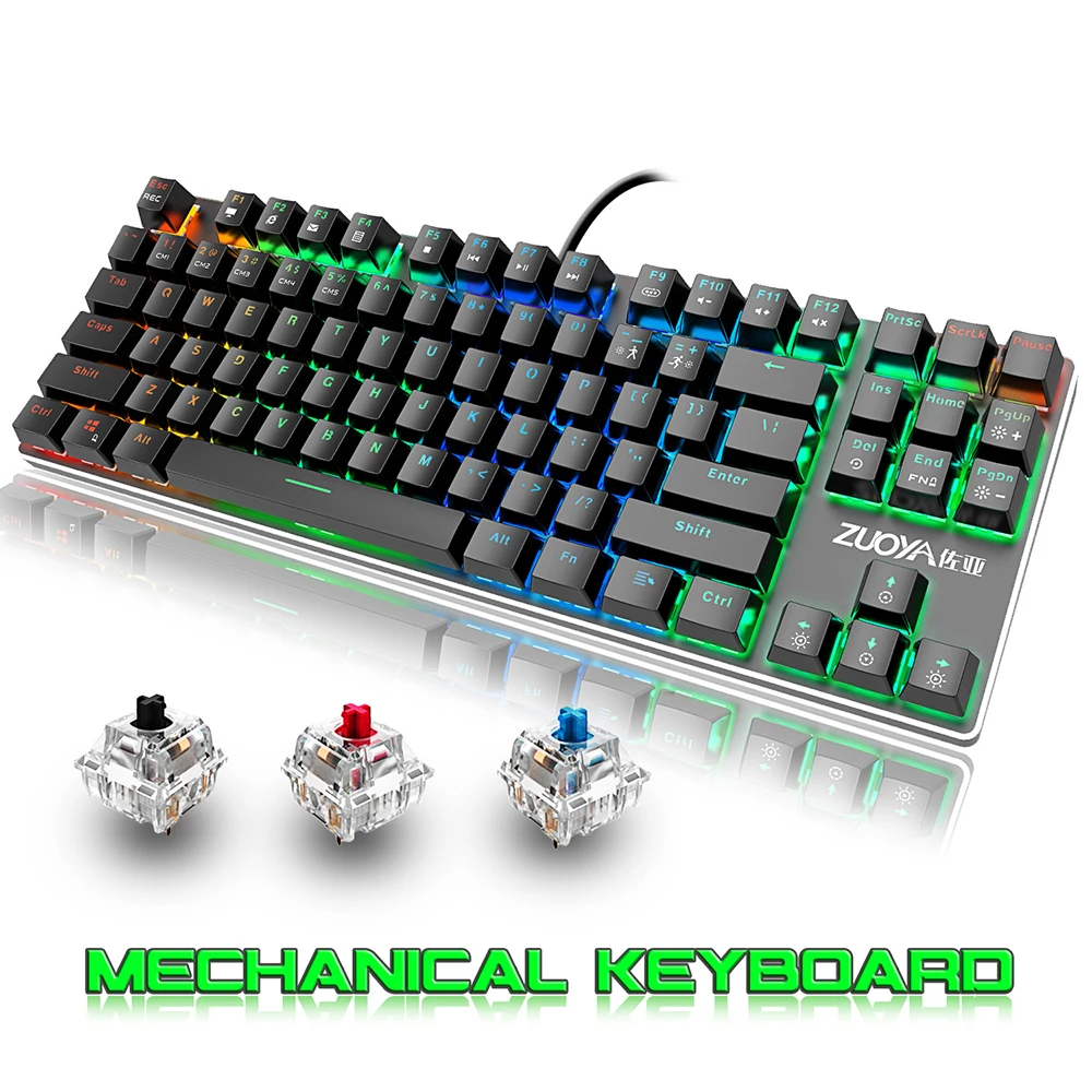 Проводная Механическая игровая русская клавиатура с 87/104 клавишами синий/красный