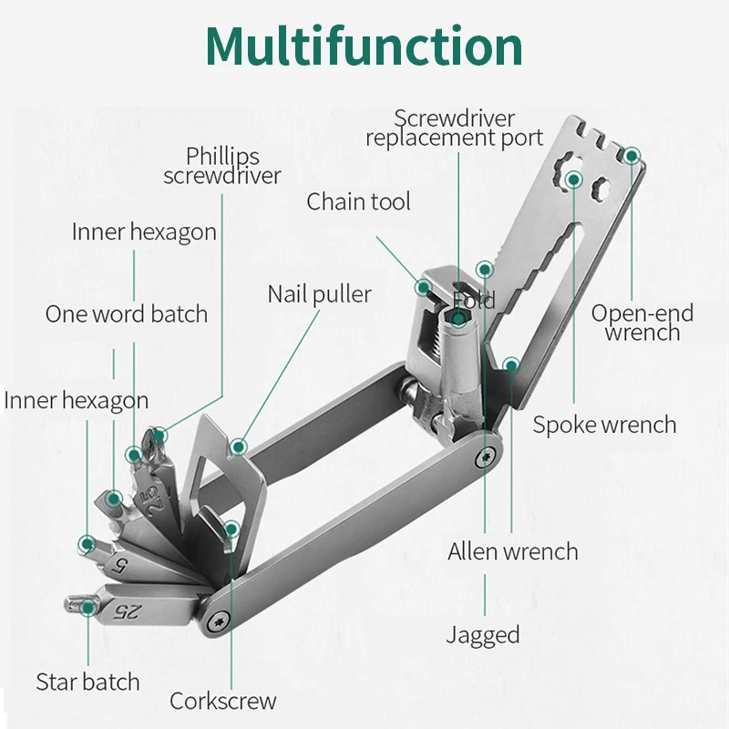 Инструмент из нержавеющей стали для ремонта велосипедов с рукавом портативный