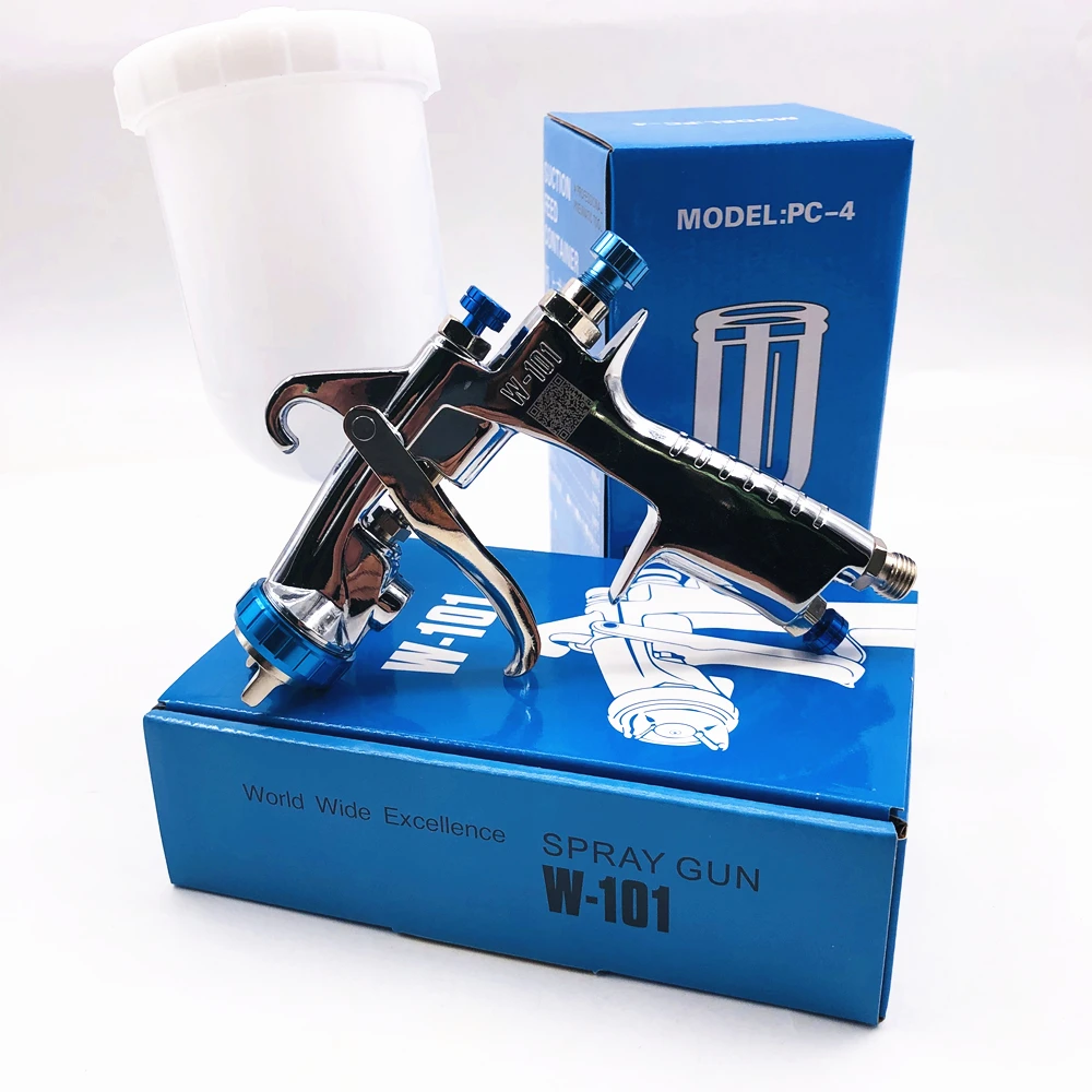 

High Quality W101 HVLP Gravity Spray Gun W-101 400CC Plastic Pot 1.0/1.3/1.5/1.8mm Original Authentic Paint Gun Airbrush Tools