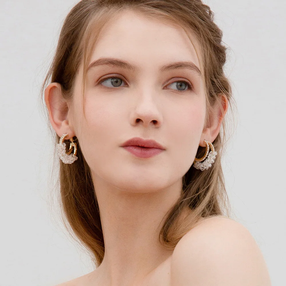 От Viennois покрытие из круглые серьги кольца для Для женщин Кофе золотистого цвета