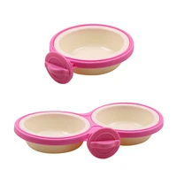pet fixed color single round bowl of cat double bowl dog bowl can be easily cleaned off dog cage hanging dog bowl