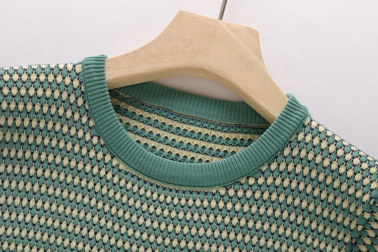 

Partysix Retro Green Plaid Short Sleeve Dress Women High Waist Hip Bodycon Vestido O Neck Pullover Korean Ropa Temperament