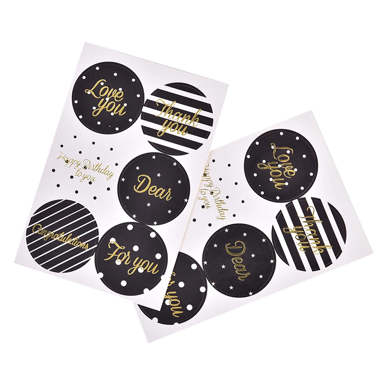 

Round Greeting Words Thank you Stickers DIY For Gift Food Paper Seal Label 10PCS