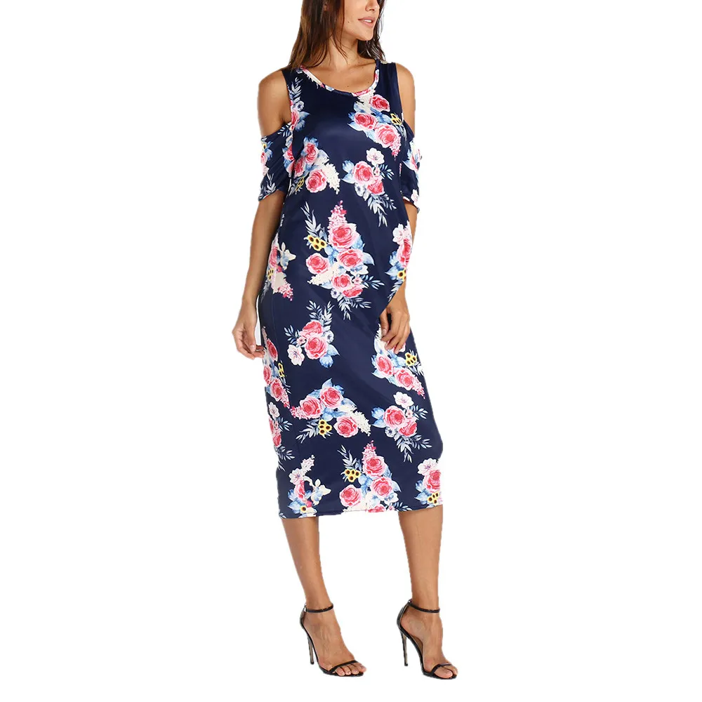 Платье для беременных женщин с цветочным принтом обтягивающее платье круглым