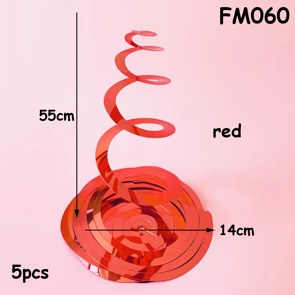 FM060 red 5 шт. рождественские праздники спиральные Фольга украшения вечерние гирлянда к дню рождения завитки из фольги баннеры гирлянда 40-й день рождения украшения - Цвет: FM060 red