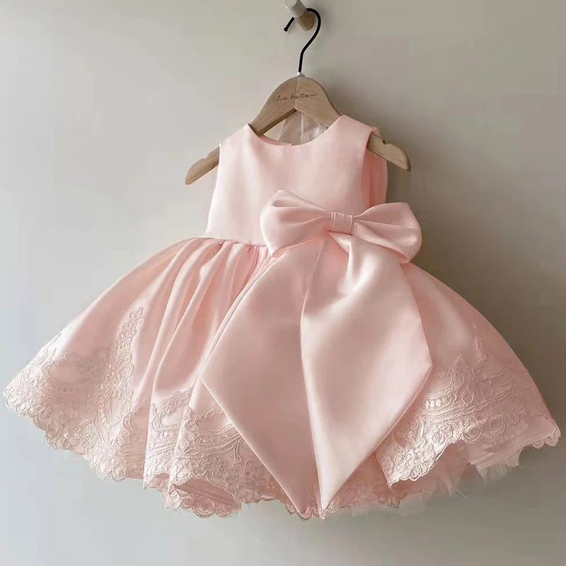 Newborn Infant Girl Clothes Toddler Kids Vestidos Baby Girls 1st Birthday Baptism Big Bow Tutu Party Lace Dress Easter Gown 6Y