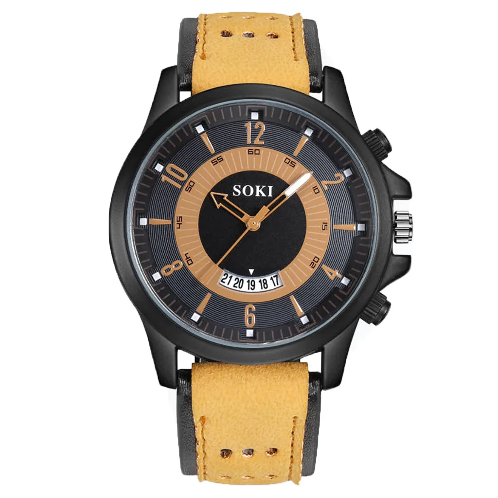 Фото SOKI Fashion Mens Wristwatch Big Dial Calendar High Quality Scrub Belt Alloy case Round Glass Men's Watch Military Наручные часы SOKI Fashion Mens Wristwatch Big Dial Calendar High Quality Scrub Belt Alloy case Round Glass Men's Watch Military Наручные часы