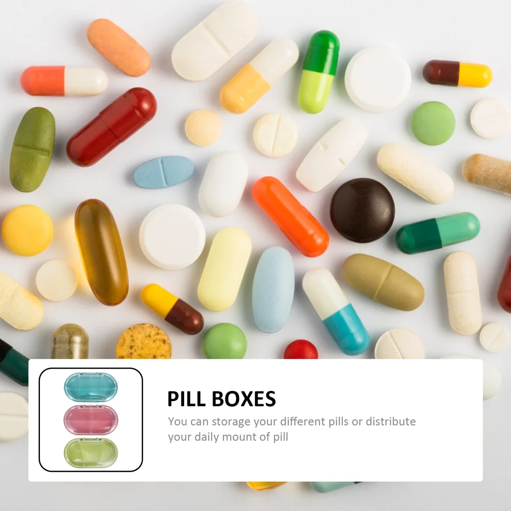 

3Pcs Pill Cases Creative 8 Compartments Pill Storage Boxes (Assorted Color)