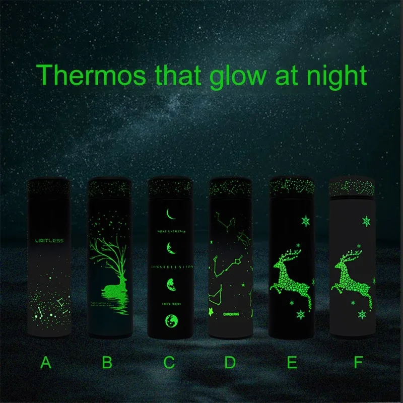 Креативный светящийся термос 500 мл для мальчиков и девочек детская