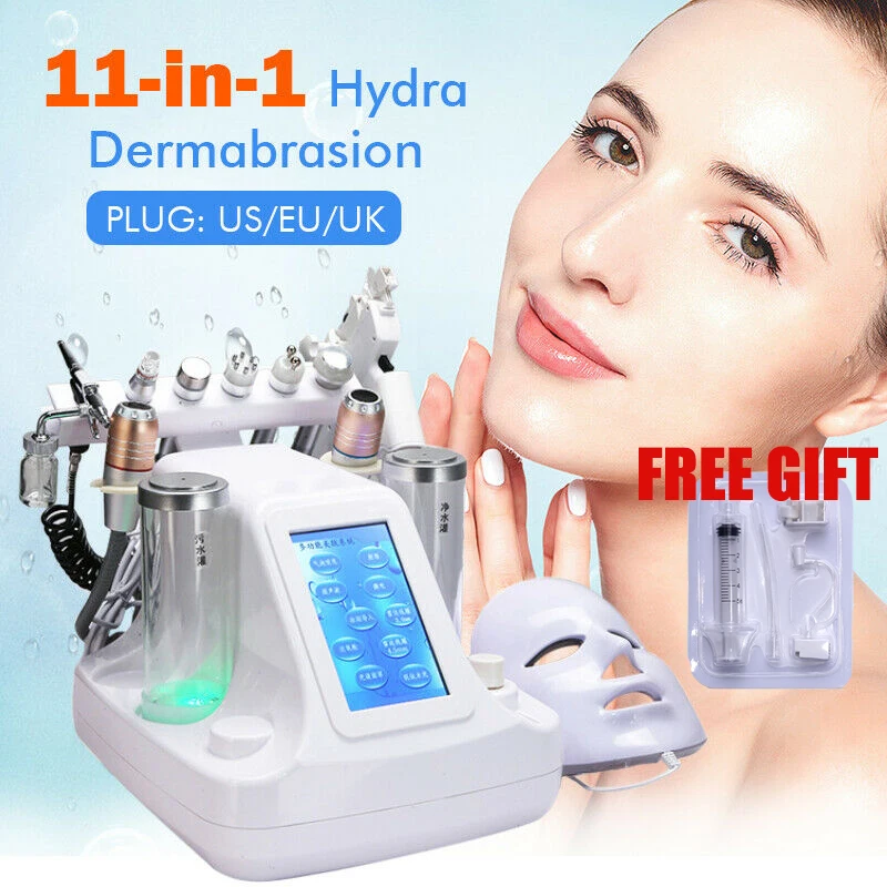 11 in 1 H2 O2 Hydro Dermabrasion Hydrafacial Machine RF Bio lifting Small Bubble Water Facial Microdermabrasion Beauty|Устройство для