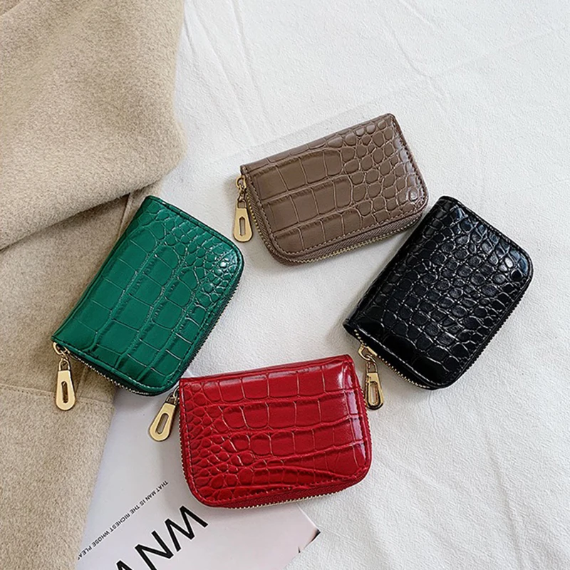Крокодиловый держатель для карт кошельки женщин новые винтажные модные