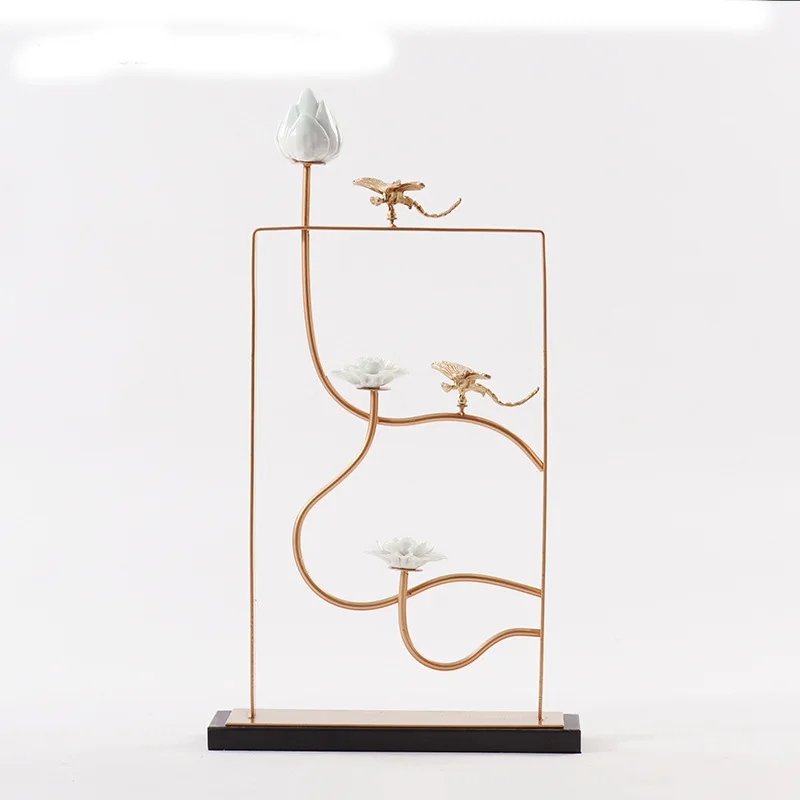 

New Chinese Style Decoration Dragonfly Decoration Ceramic Lotus Lotus Handicraft Decoration Home Decoration Accessories