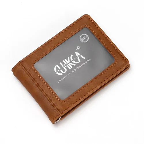 CUIKCA унисекс Rfid Бумажник кошелек для денег зажим для женщин мужчин металлический зажим тонкий кожаный кошелек Бизнес ID футляры для кредитных карт дорожный кошелек - Цвет: coffee