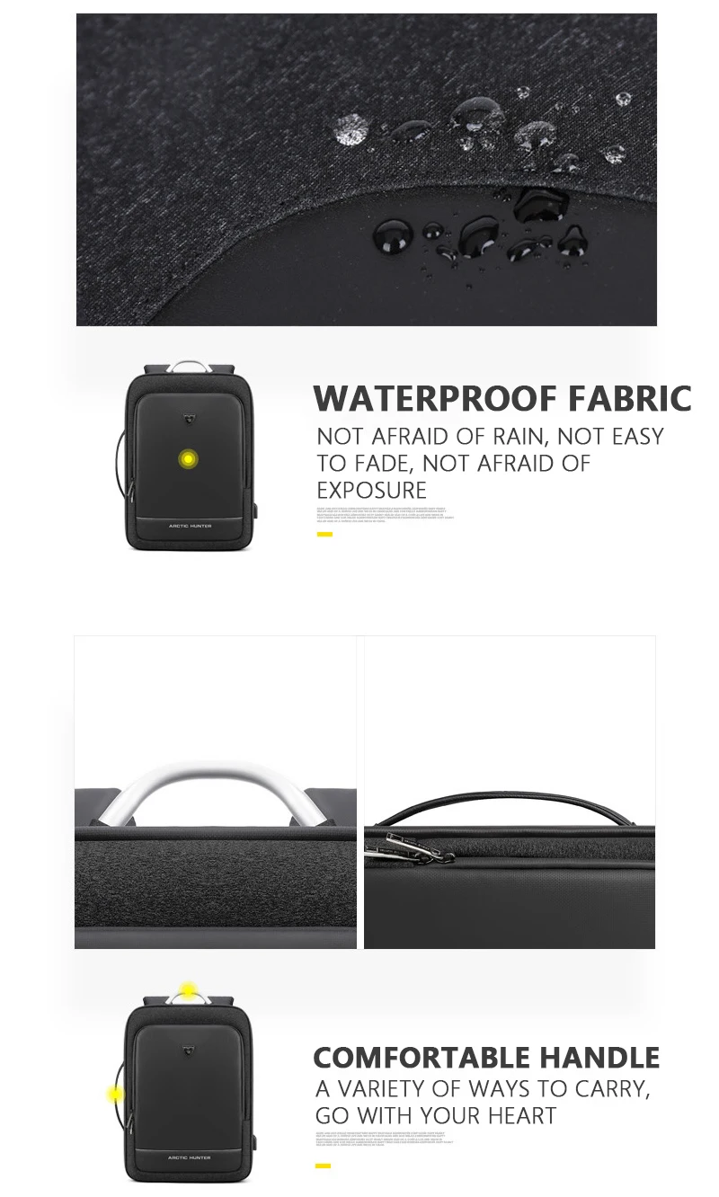 ARCTIC HUNTER 40L большой емкости мужские расширяемые рюкзаки usb зарядка Мужские 17 дюймов сумки для ноутбука Водонепроницаемый Бизнес Дорожная сумка