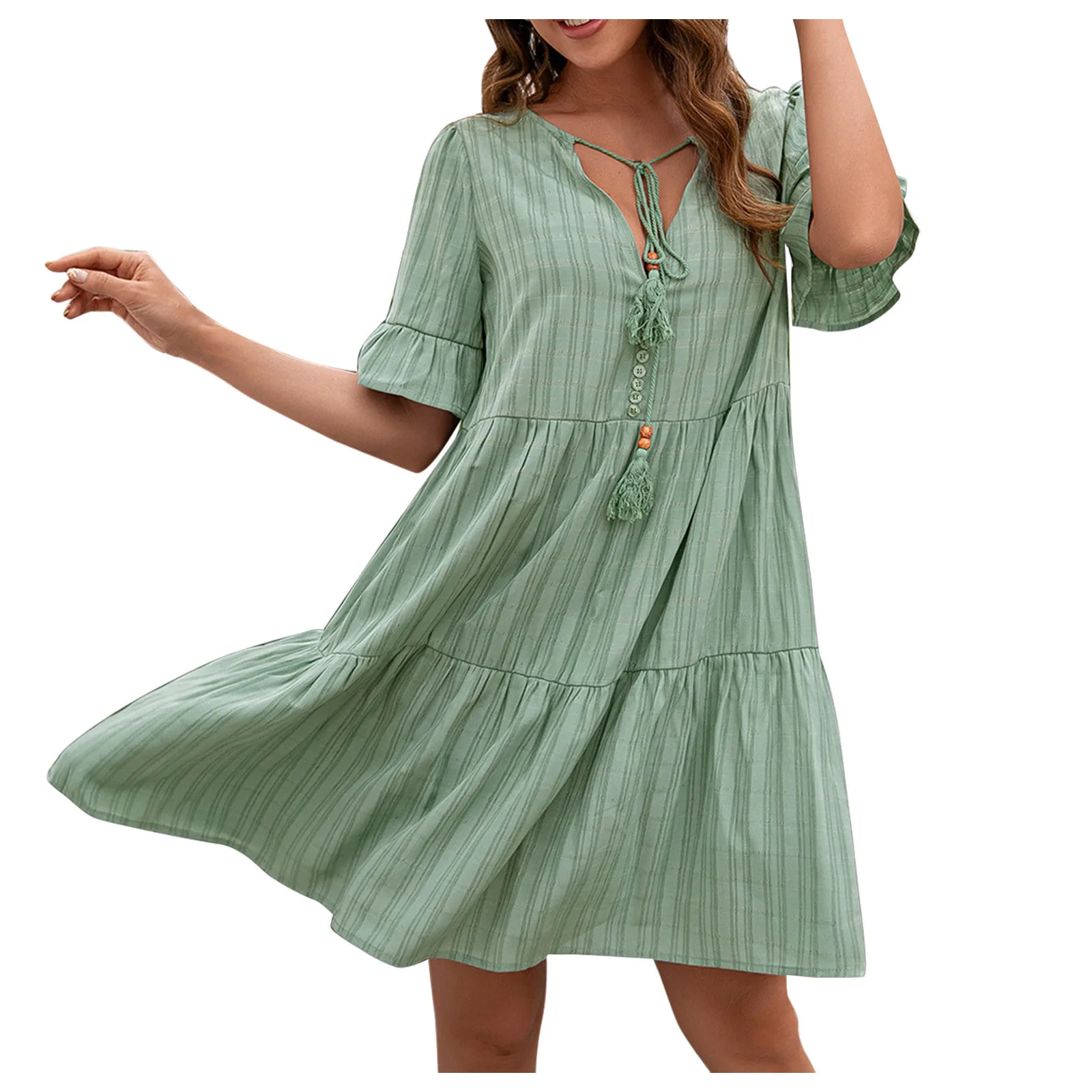 

Sagace Women Summer Dresses Short Sleeve Casual Loose Flowy Swing Shift Dresses Korean And Japanese Style Sweet Daily Wear