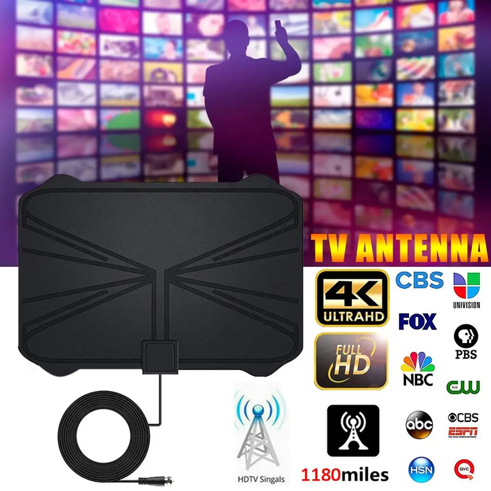 1180 км дальность действия 4K цифровая HD ТВ антенна DVB T2 внутренняя 1080P с усилитель