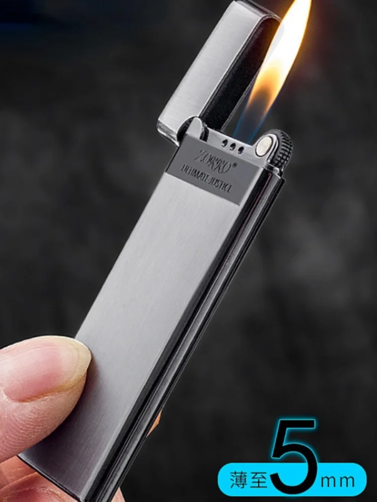 

ZORRO Ultra-thin Inflatable Lighter Portable Metal Grinding Wheel Flame Lighter Men's Exquisite Smoking Gifts