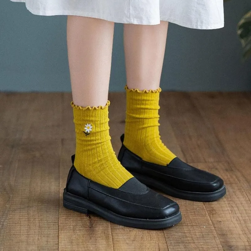 

2020 Frilly Socks Cartoon Floral Woman Kawaii Socks Sweat Anti-friction Cute For Children Absorbing Fashion And Breathable J2K2