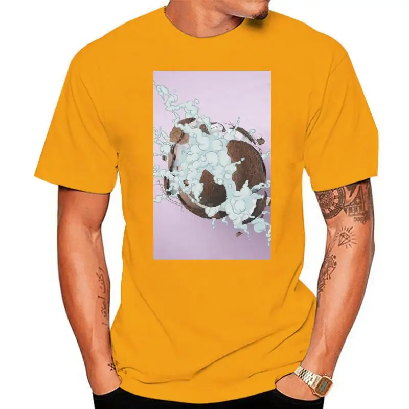 

Футболка с кокосовым взрывом, футболка с изображением мультяшного иллюстрации фруктов, остров, популярная футболка с индийским поп-артом б...