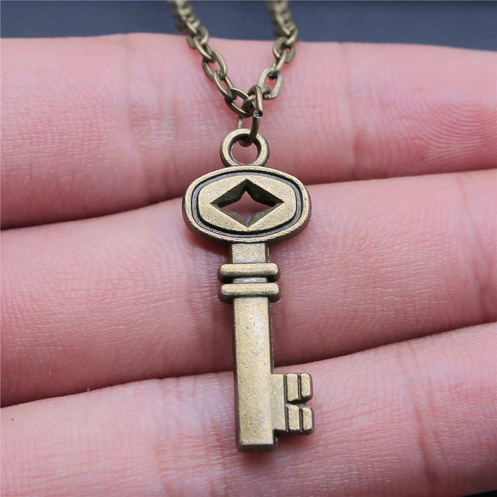 Модный античный бронзовый цвет 32x12 мм Ретро Брелок Подвеска Ожерелье для женщин