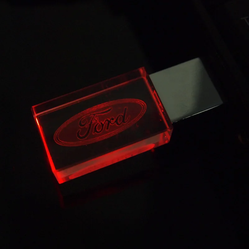 Прозрачный Кристальный светодиодный Флешка Ford Car Logo 32 Гб 16 USB флеш накопитель 2 0