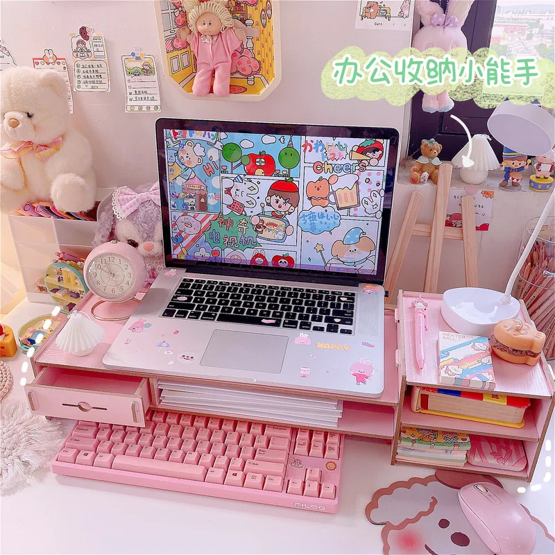 

Large capacity Desktop Computer Keyboard Storage Holders Drawer Stationery Pen Books Sundries Shelf Home Office Accessories