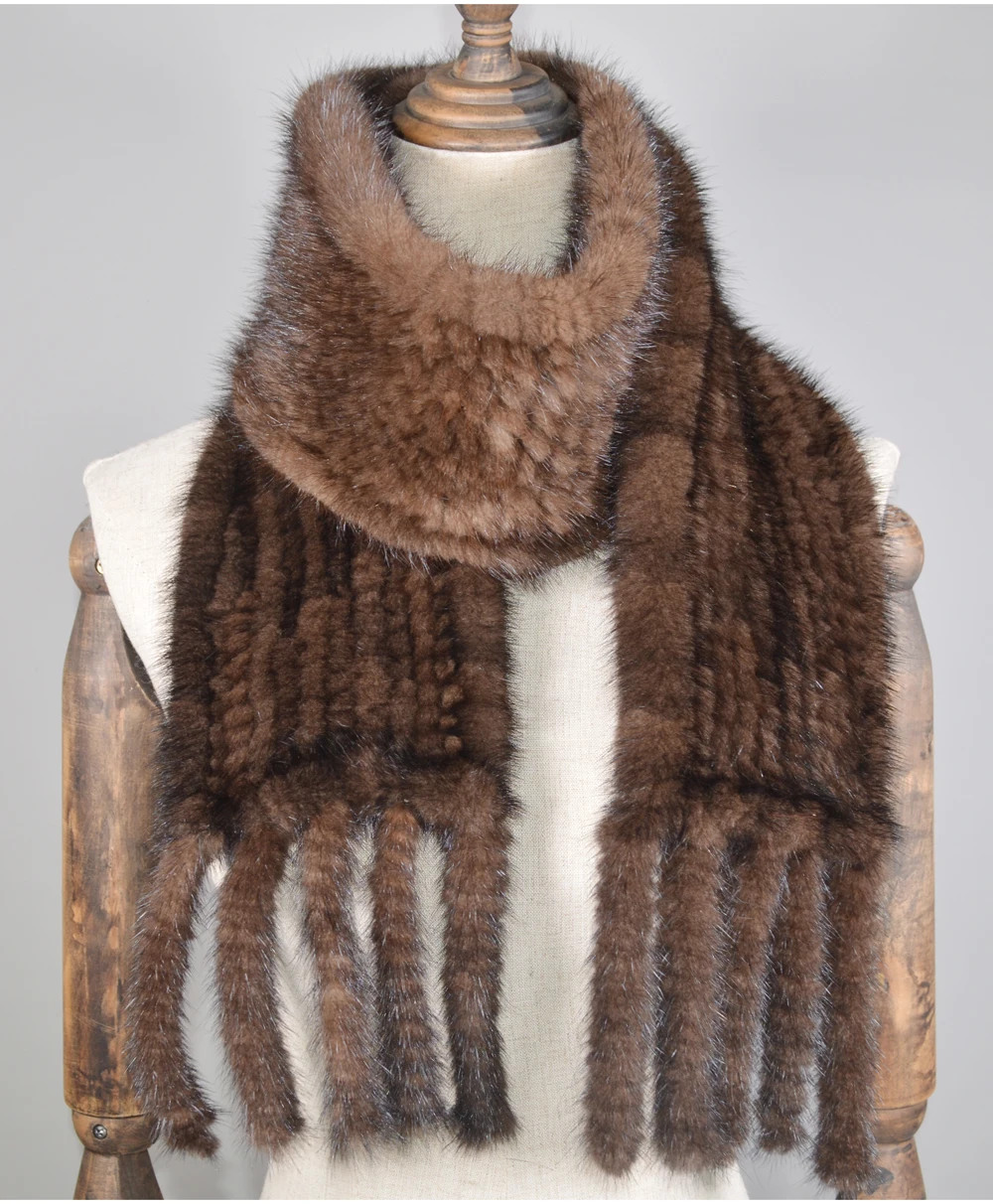 Лидер продаж, длинный стильный женский шарф из натурального меха норки, шарфы из натурального меха норки, теплые мягкие качественные вязаные шарфы из натурального меха норки
