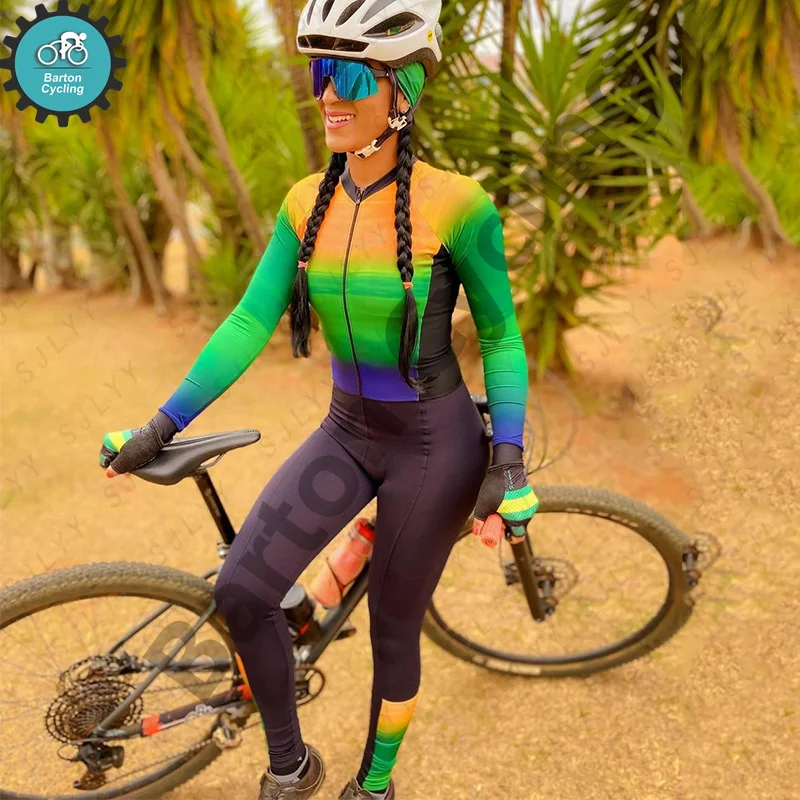 

Barton Cycling Brand Top Quality Women's Triathlon Maillot Ropa Ciclismo Bicycle Bike Skinsuit Spring Autumn Winter Cycling Set