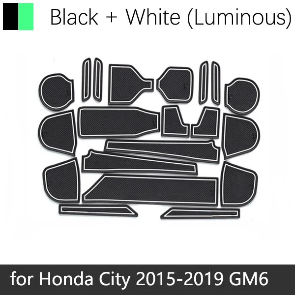 White Luminous Противоскользящая резиновая подушка для чашки, коврик для двери для Honda City GM6~ Grace Ballad аксессуары, коврик для телефона - Название цвета: White Luminous